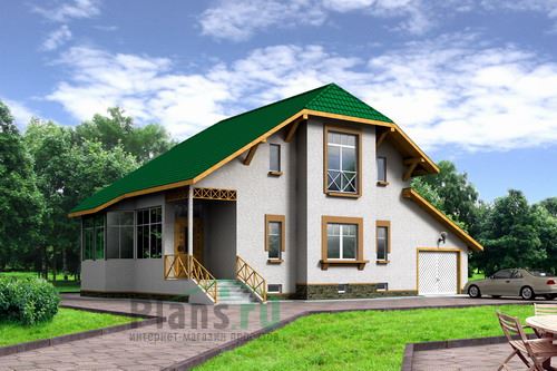Проект дома из газобетона с гаражом №50-10