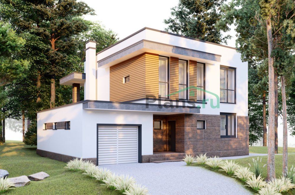 Дом с плоской крышей 12x11
