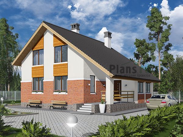 Проект двухэтажного дома с мансардой 11x10